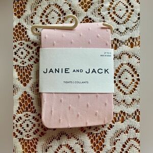 Janie And Jack Toddler Girl Pink Poka Dot Texture Tights Size 2T-3T